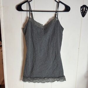 30 - Gray Lace Trim Women's Tank Top